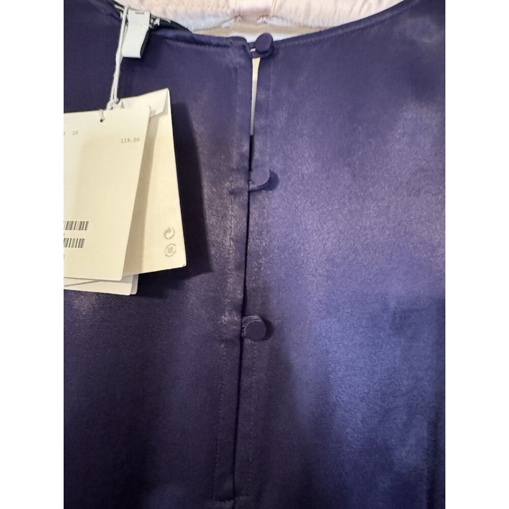& Other Stories Midi Dress 10 Purple 3/4 Long Sleeve Stretch 20's Retro NWT - Picture 5 of 10